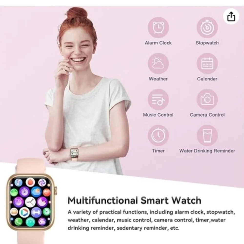Smartwatch with Pink Silicone Strap – Brand New in Box